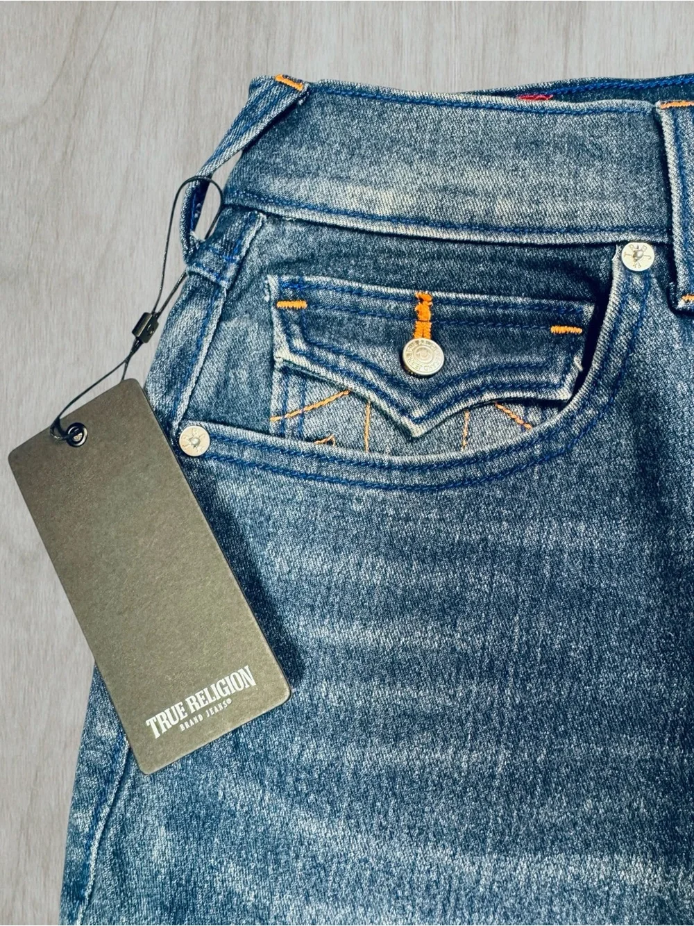 NWT New $124 True Religion Rocco Super T Flap Raw Hem Jean Shorts Size 31